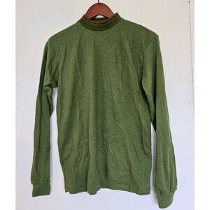 Vintage Gimbels Shirt Mens Green 70s Ringer Collar Parkleigh Longsleeve Retro